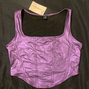 Im selling this Square Neck Asymmetrical Hem PU Tank Top, never worn.